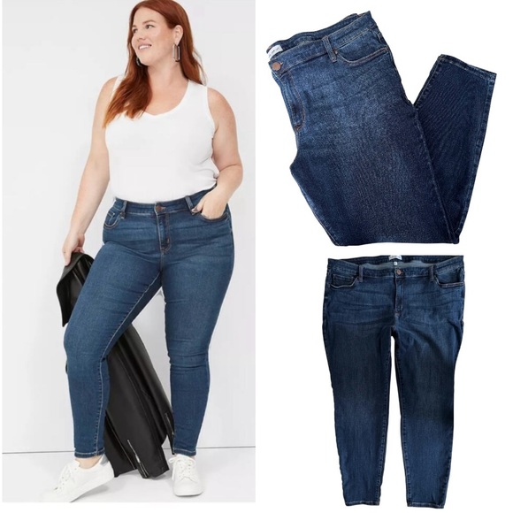 Lane Bryant Jeans Size 26 Long 26L Flex Magic Mid Rise Skinny Signature Fit Blue - Picture 1 of 13